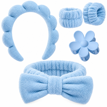 Blue spa headband set