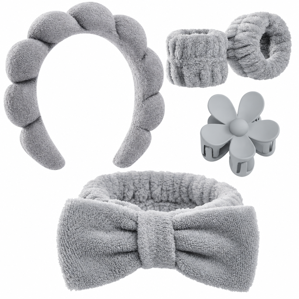 Gray spa headband set