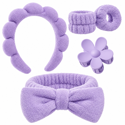 Purple spa headband set